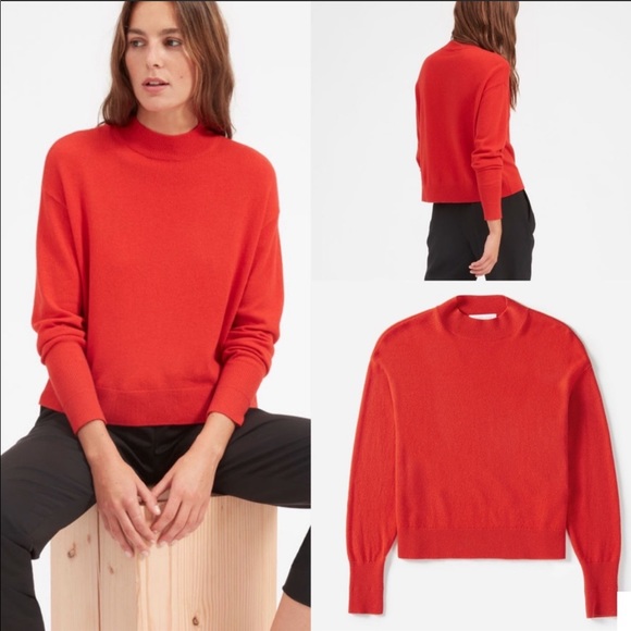 Everlane Sweaters - Everlane • Cashmere Crop Mockneck Sweater Red S